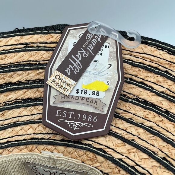 Sun and Sand Tan and Black Wide-Brimmed Hat with Floppy Design - Picture 5 of 6